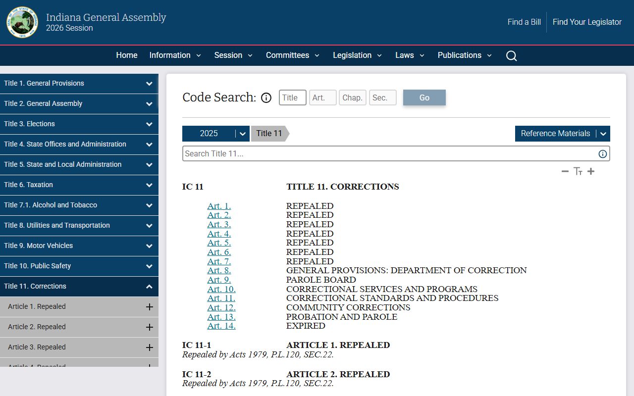 Grant County arrest records Indiana Code Title 11 source