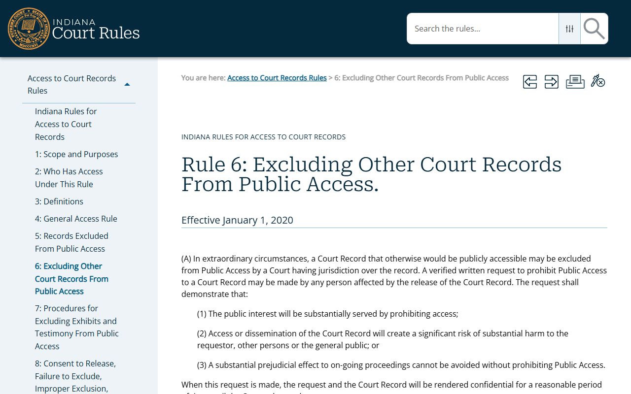 Grant County court records Access to Court Records Rule 6