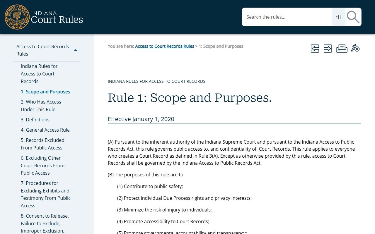 Grant County court records Access to Court Records Rule 1