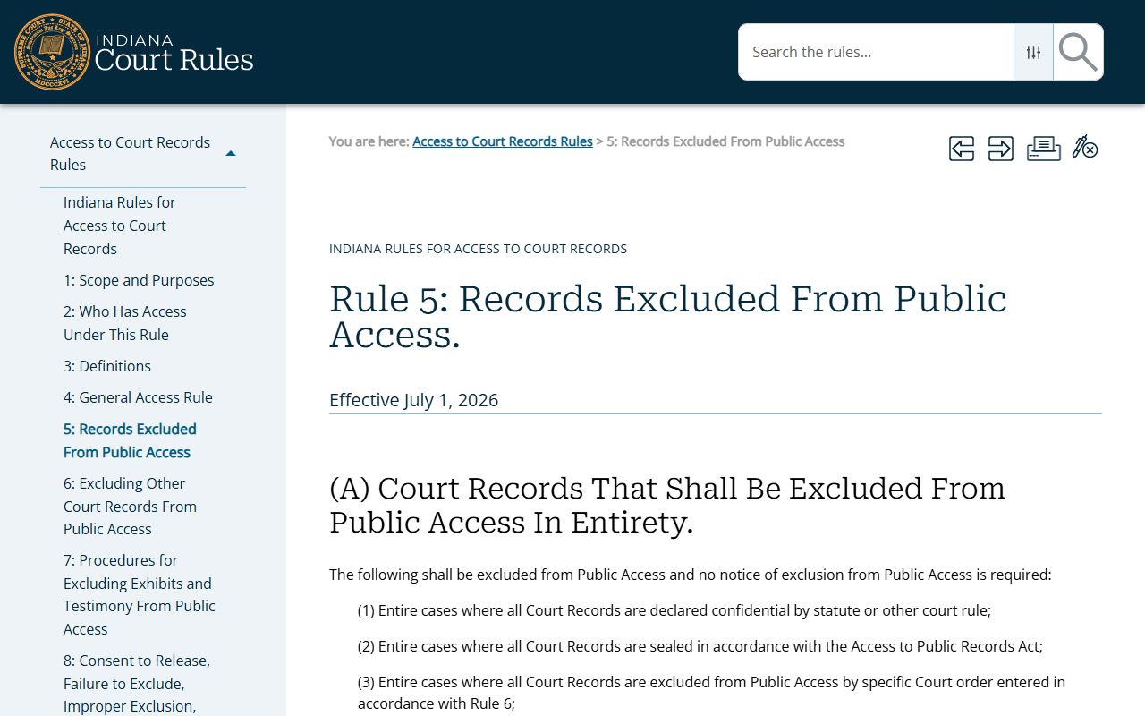 Grant County court records Access to Court Records Rule 5