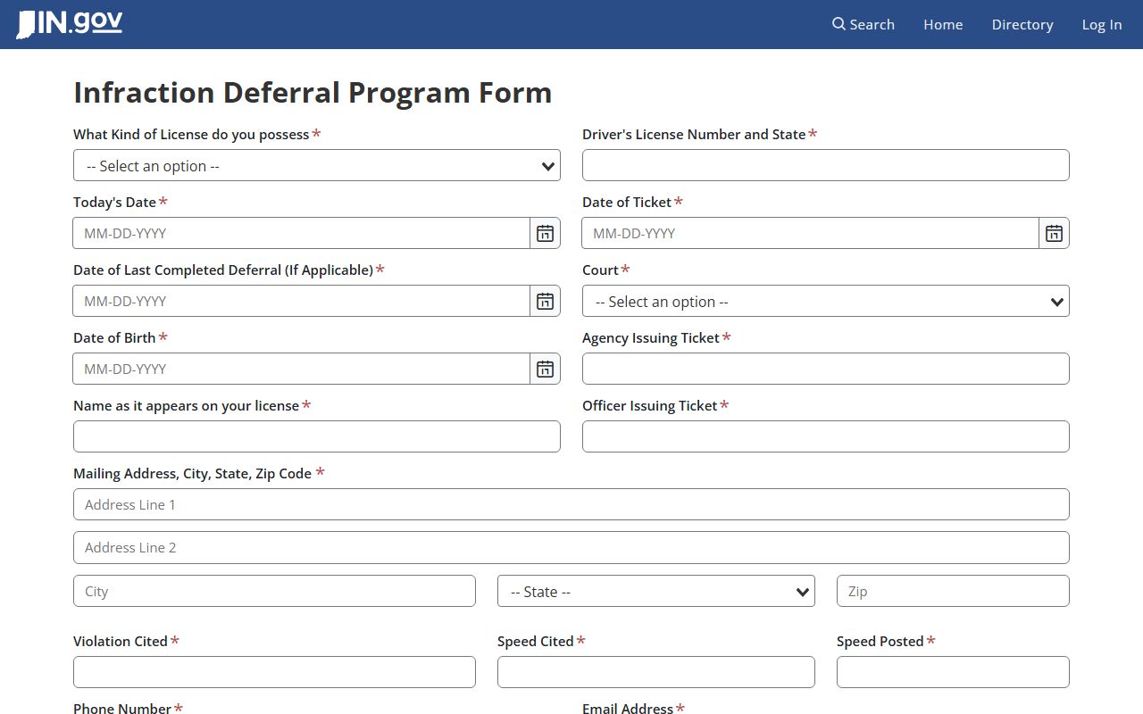 Grant County criminal court records infraction deferral form