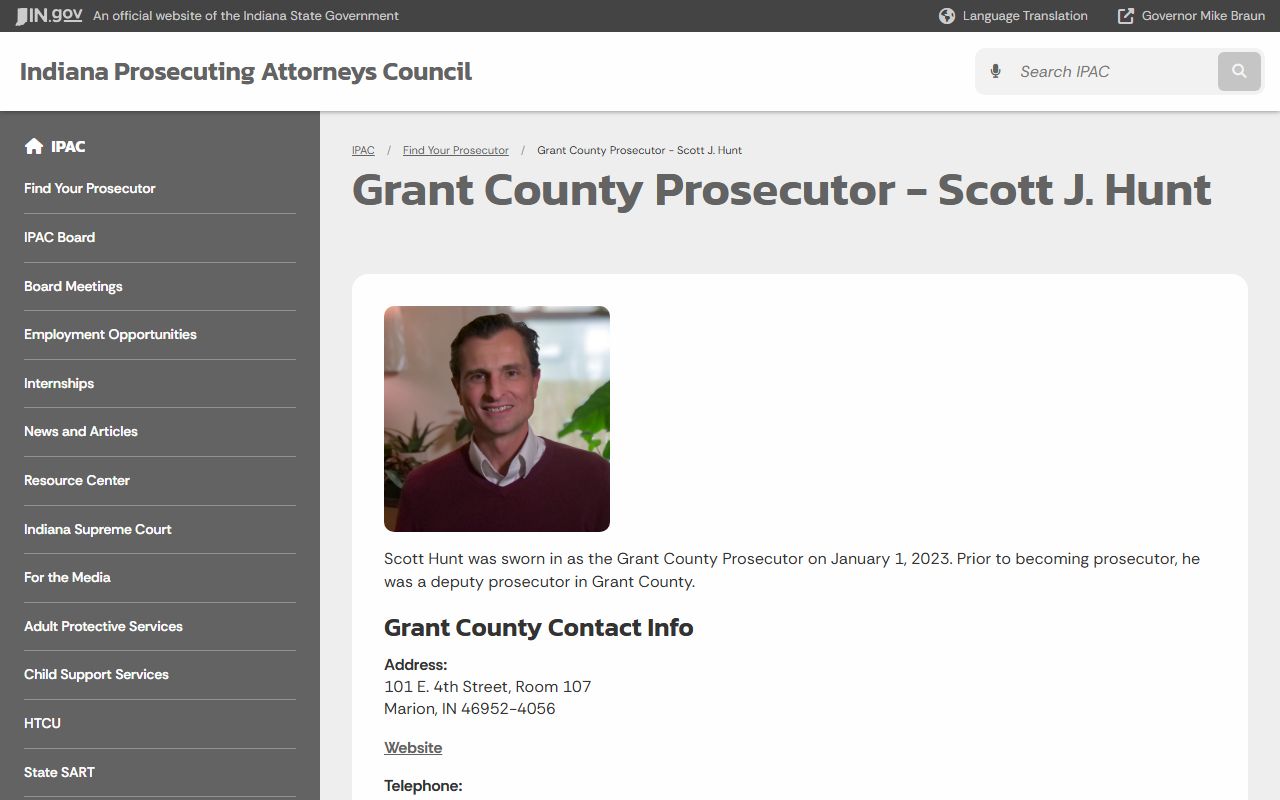 Grant County criminal court records prosecutor listing