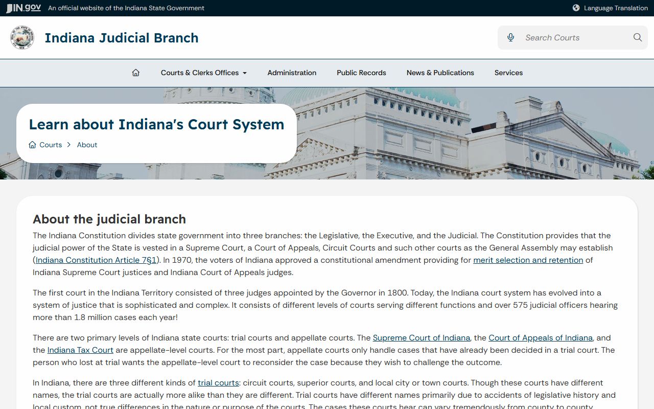 Grant County court records Indiana court structure page