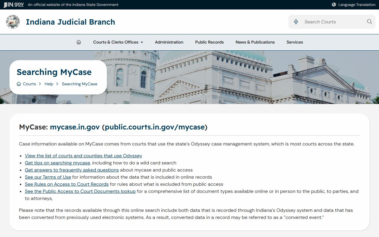Grant County court records MyCase help page