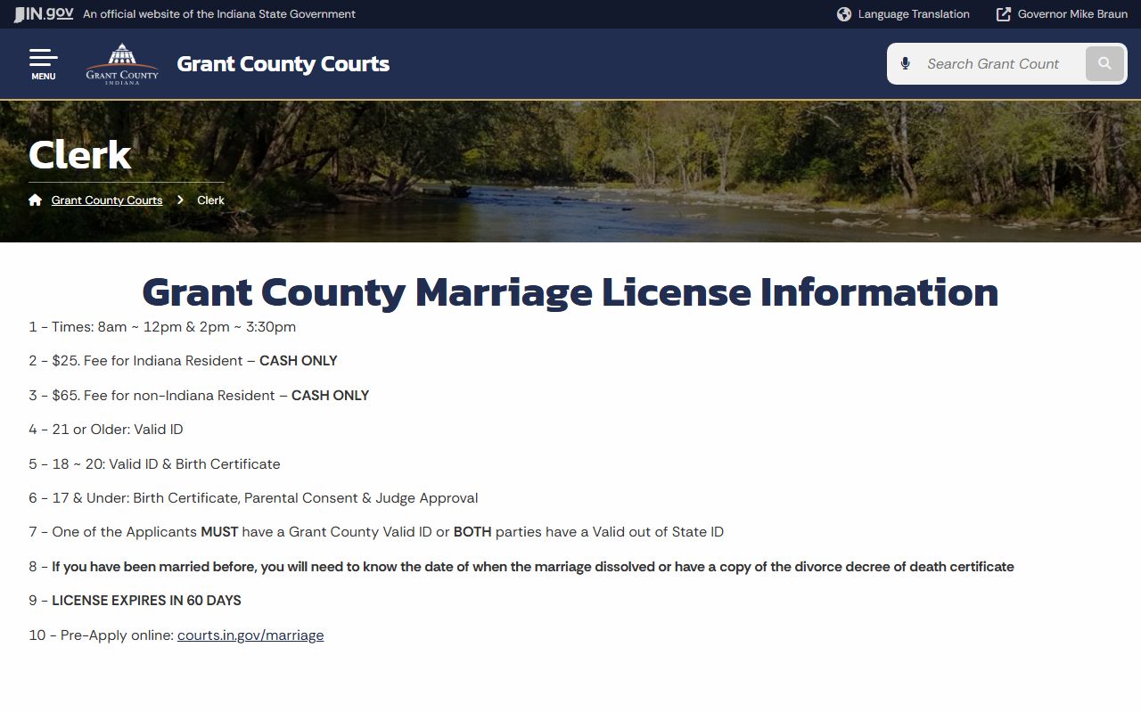 Grant County court records Clerk of the Circuit Court page