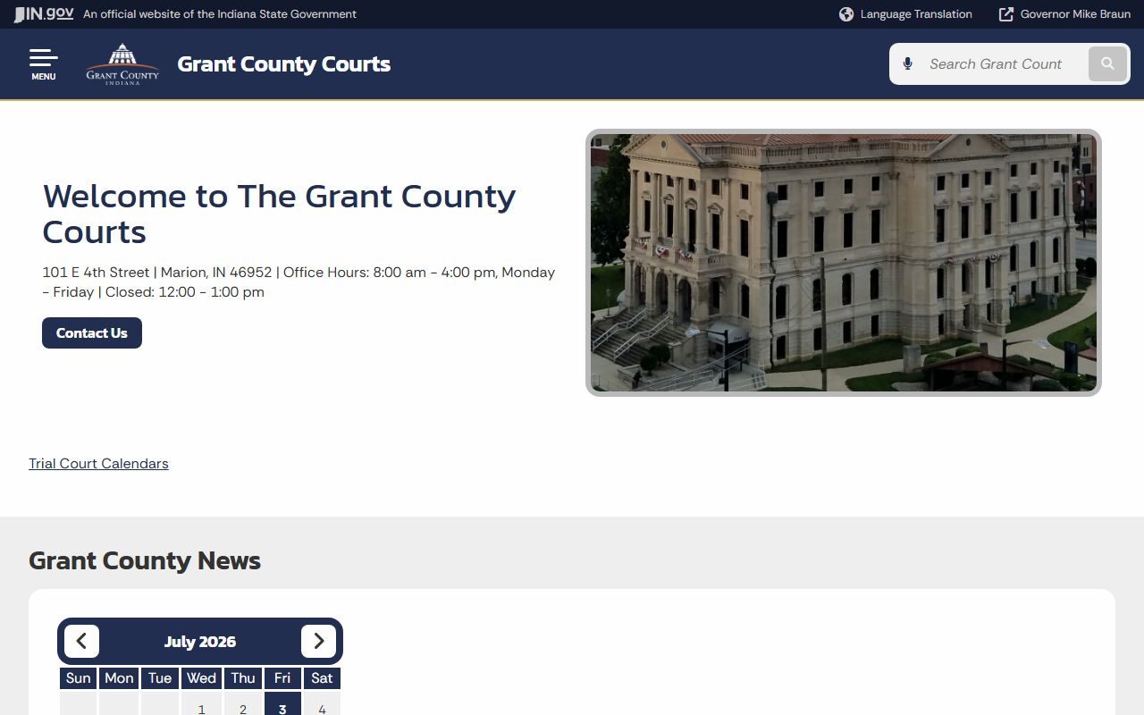 Grant County court records courts home page
