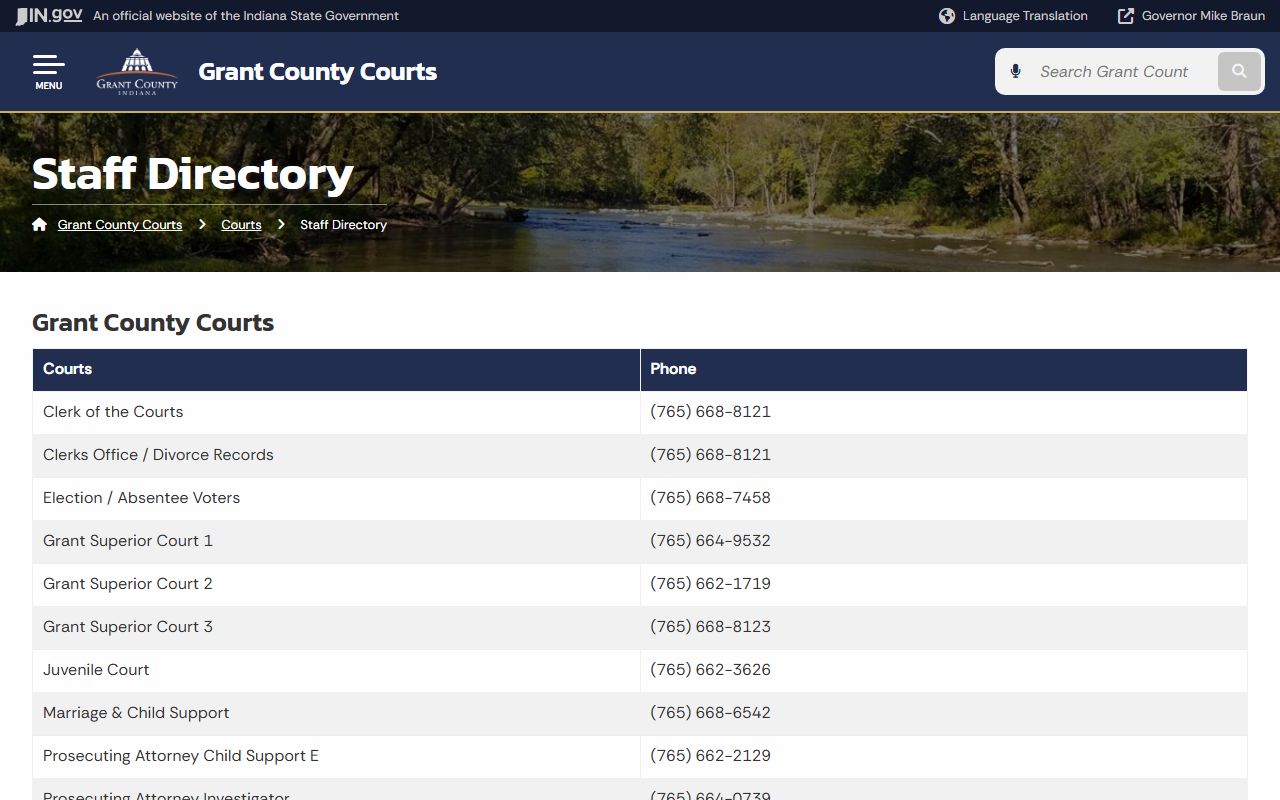 Grant County court records staff directory