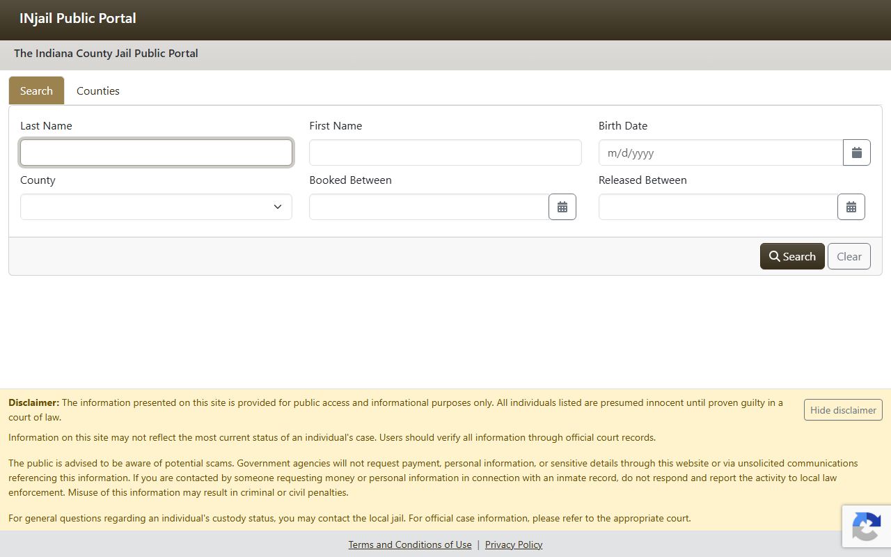 Grant County inmate records Indiana county jail public portal