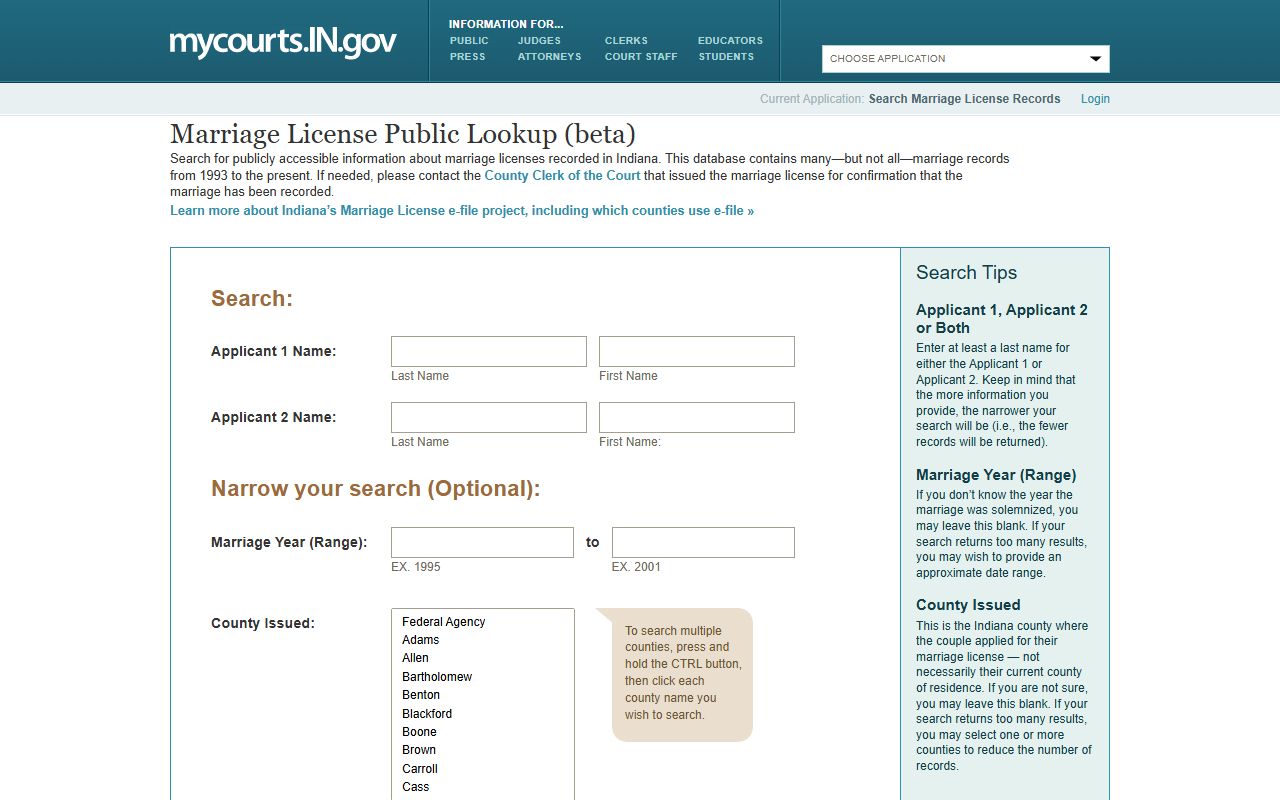 Grant County marriage records Indiana Marriage License Public Lookup