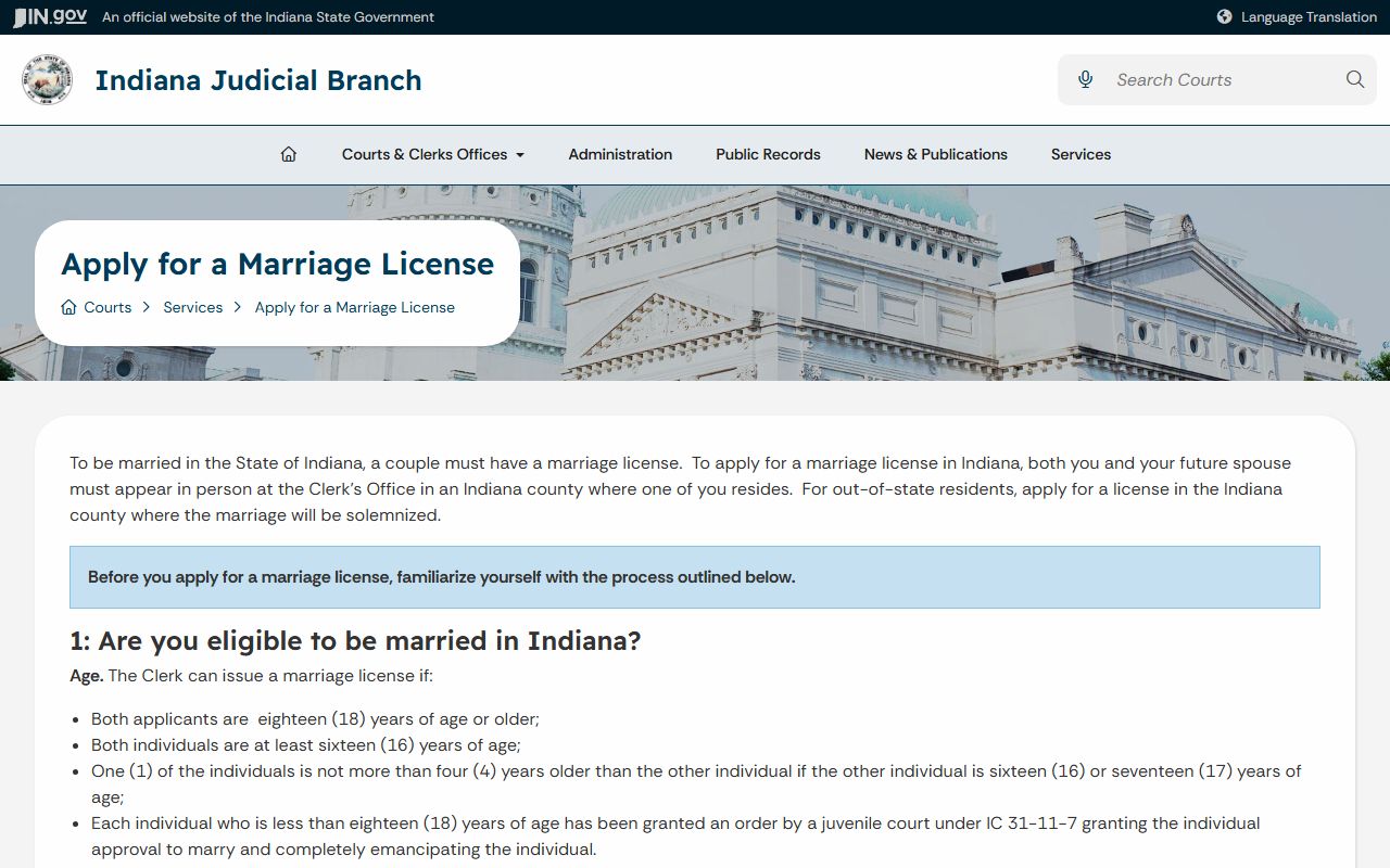 Grant County marriage and divorce records Indiana license application guidance