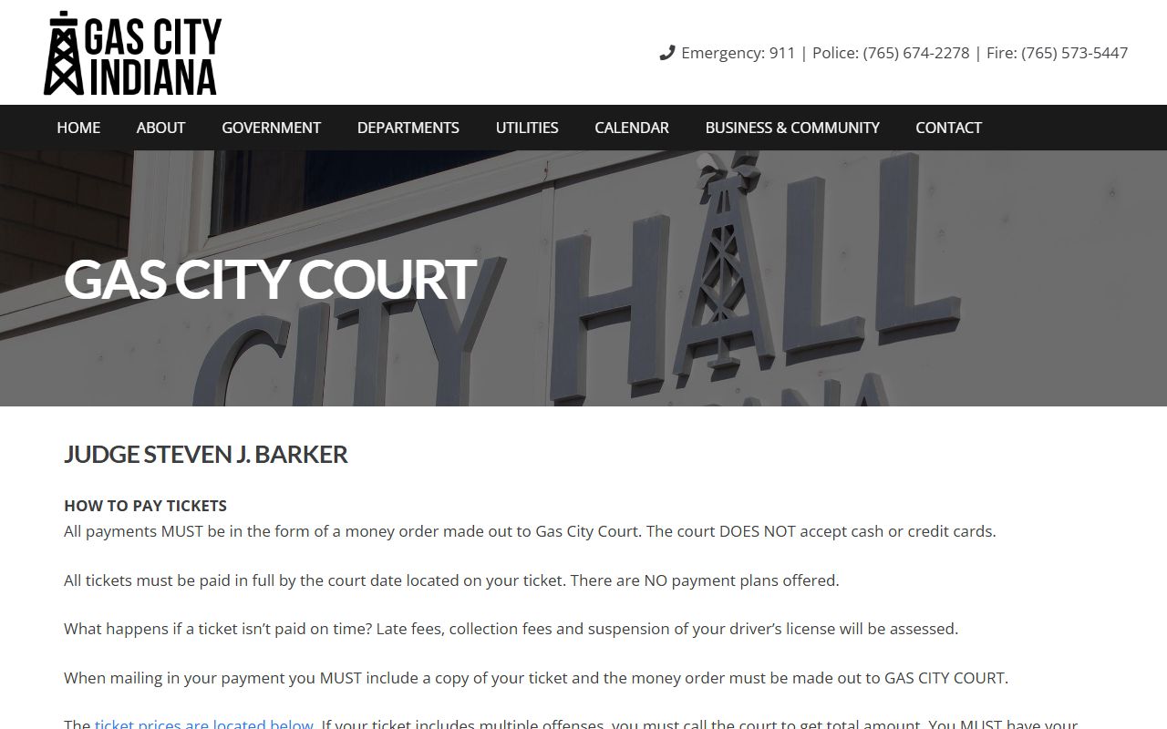 Grant County traffic court records Gas City Court source