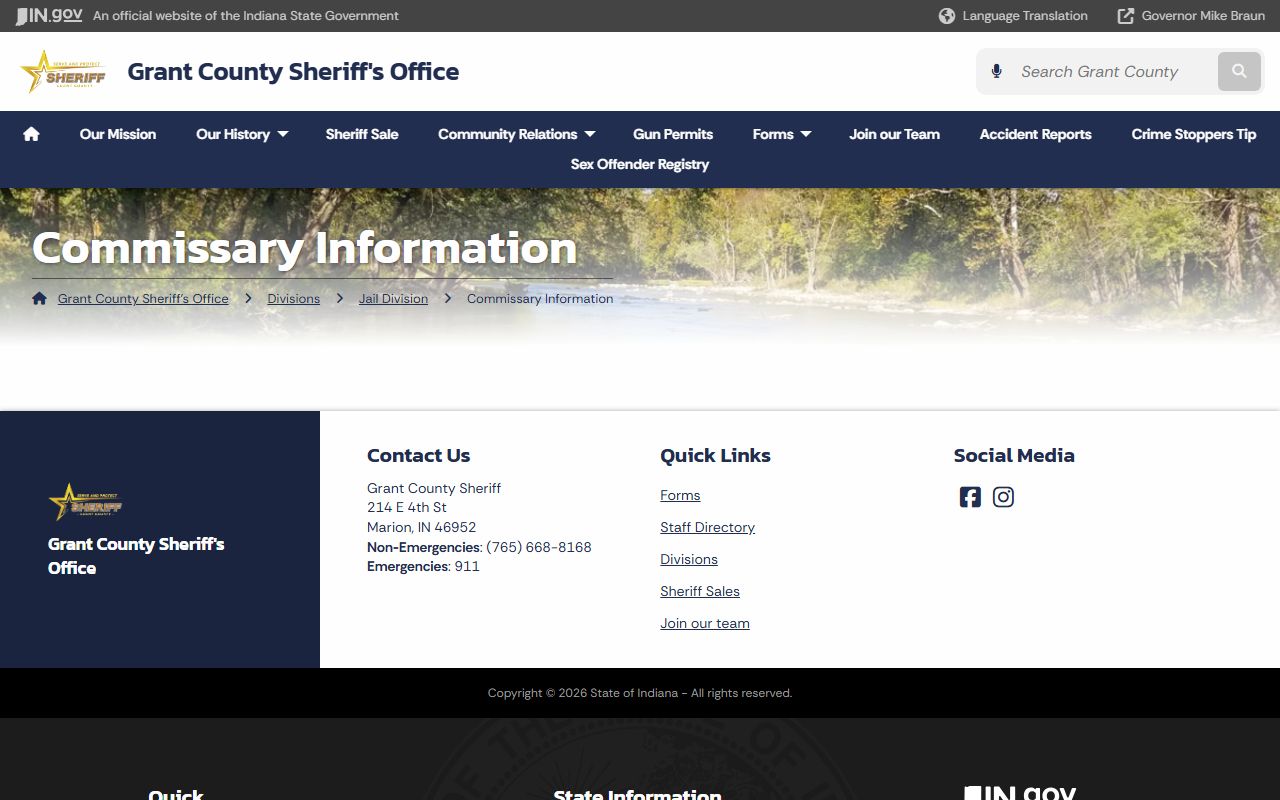Grant County traffic court records commissary source