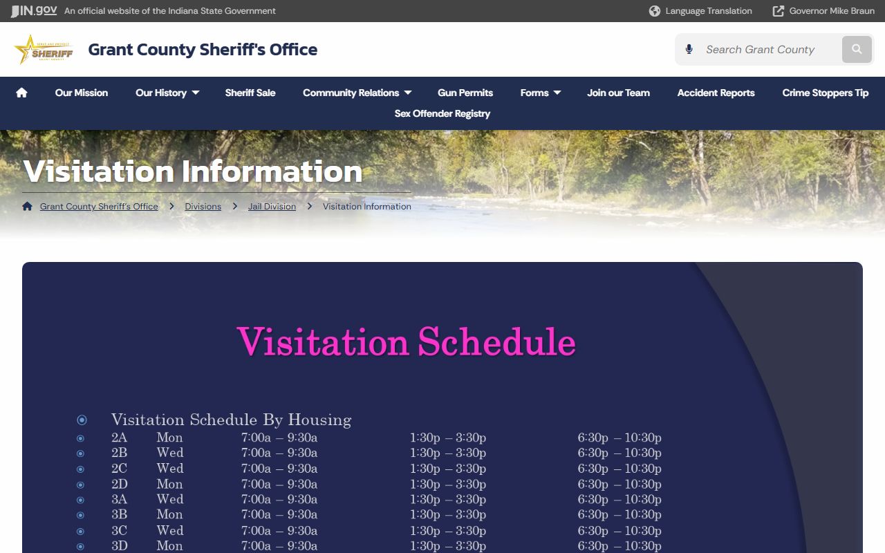 Grant County warrant records jail visitation source